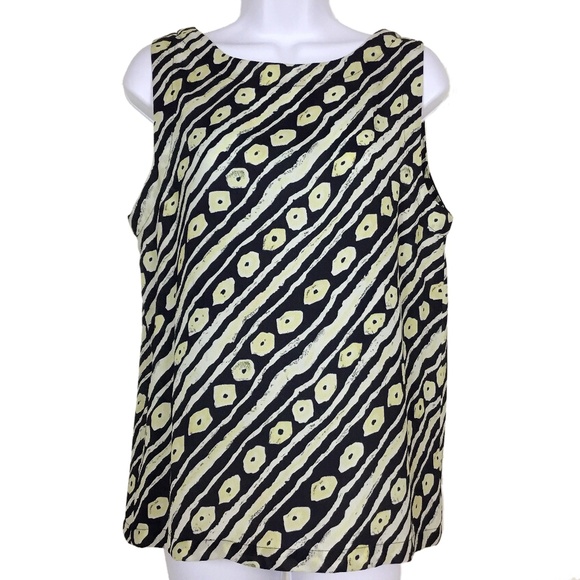 Vintage Tops - Vintage German Dark Blue Pale Yellow Tank Top Sz 8